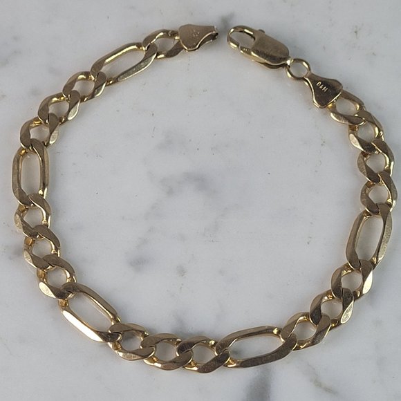 Mens Vintage Estate 14K Yellow Gold Italian Chain Link Bracelet16.5g E6554